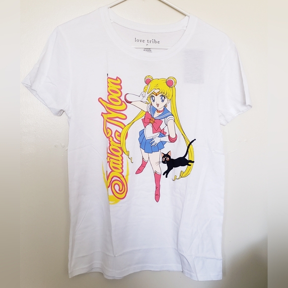 Sailor Moon Woman White Graphic Short Sleeve Tee Shirt Size Small - Picture 1 of 4